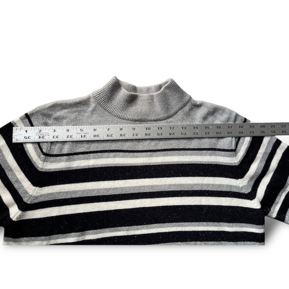 Vintage 70s Croft & Barrow Striped Mock Neck Knit Top Short Sleeve Sweater - Picture 6 of 10